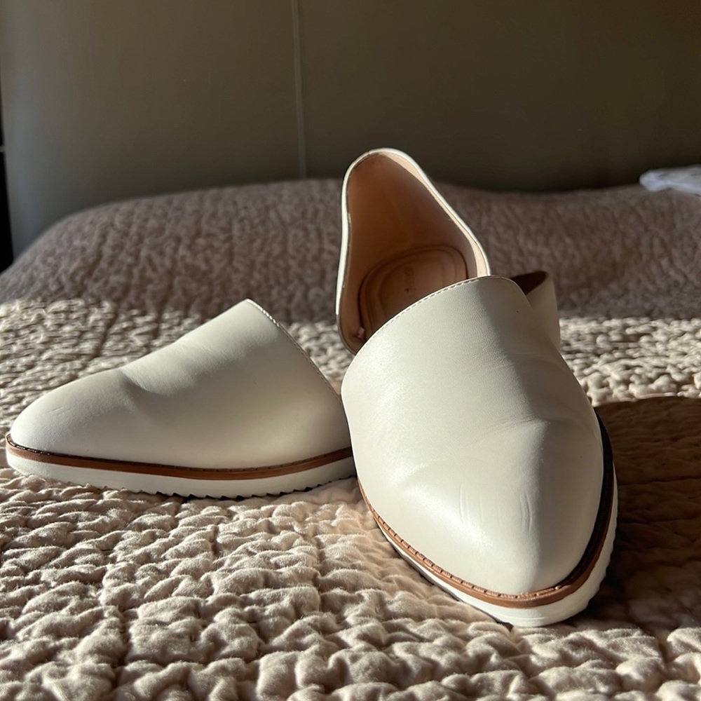 Cream white flats